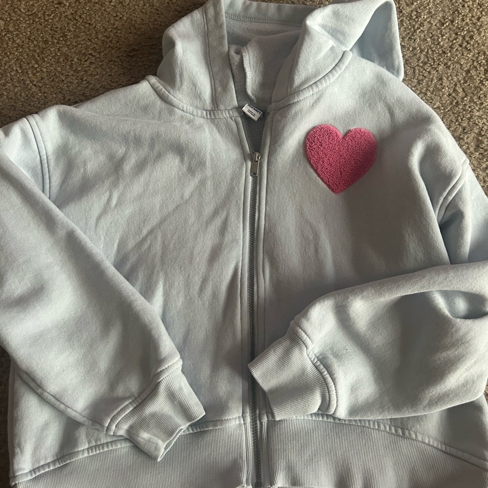Kids Light Blue Hoodie with Pink Heart